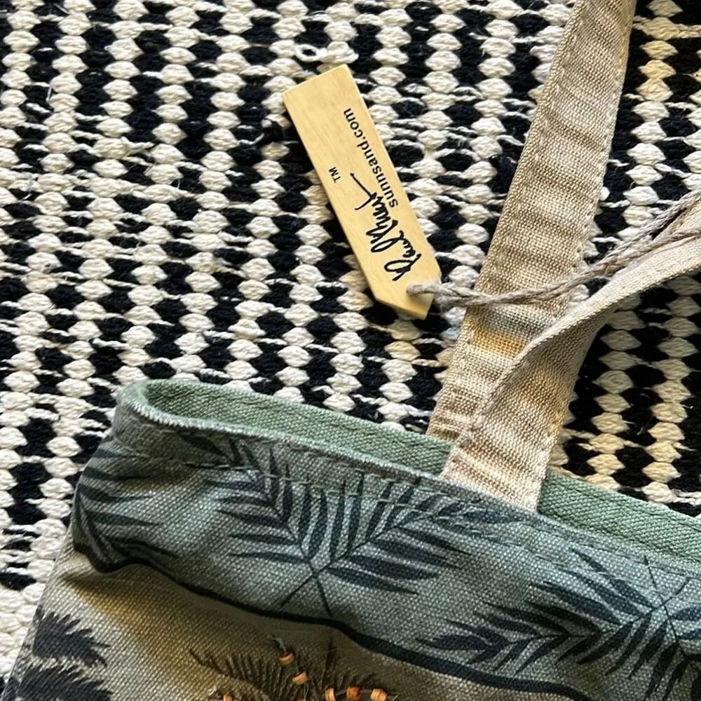 Paul Breut Canvas purse green palm tree purse